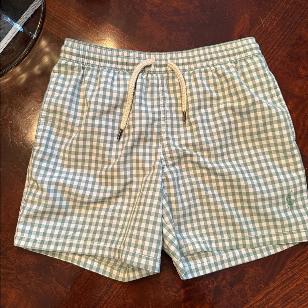 Polo Ralph Lauren Green Checkered Athletic Shorts Size 6 NWOT